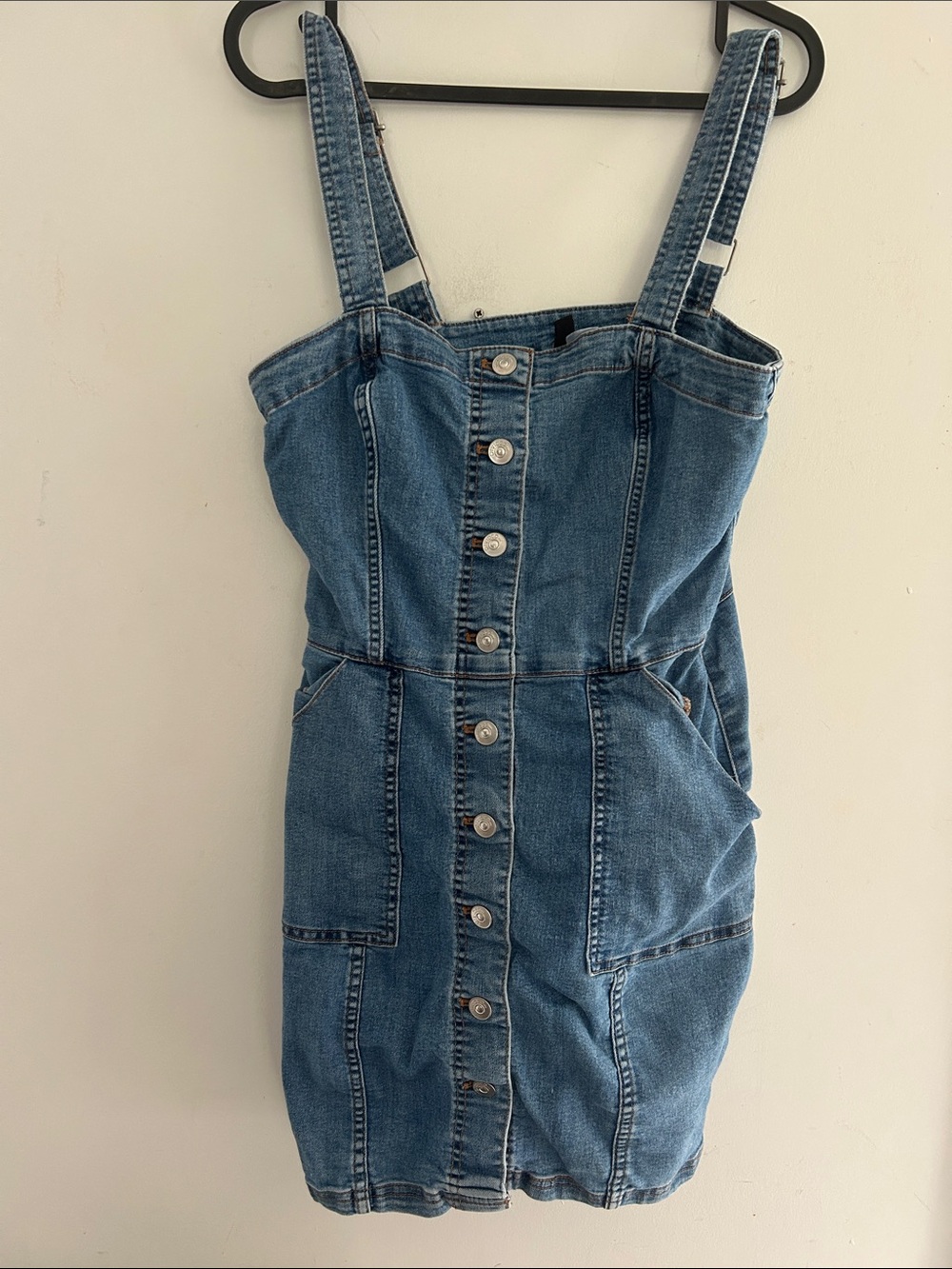 H&M Light Blue Denim Overall Dress summer country size 8